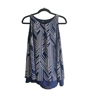 Dalia Women's Sleeveless tank-blue,pink,gray-size M-L-geometric pattern